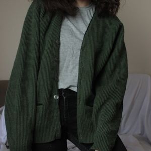 olive green cardigan